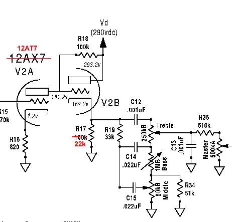 partial schematic showing V2